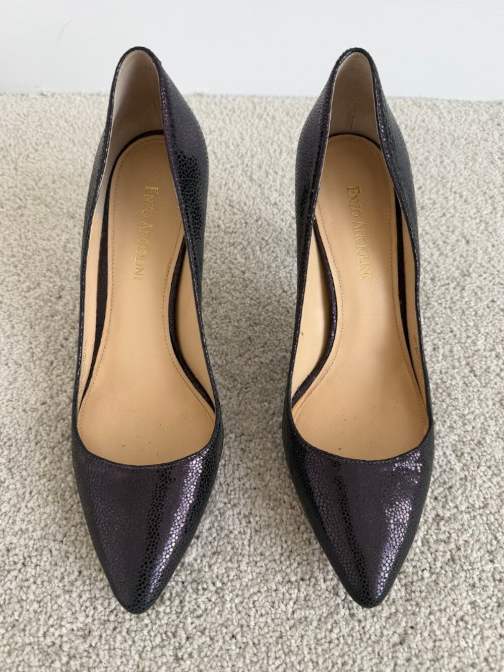 Enzo Angiolini Leather Pebble Texture Purple Pumps Size 39